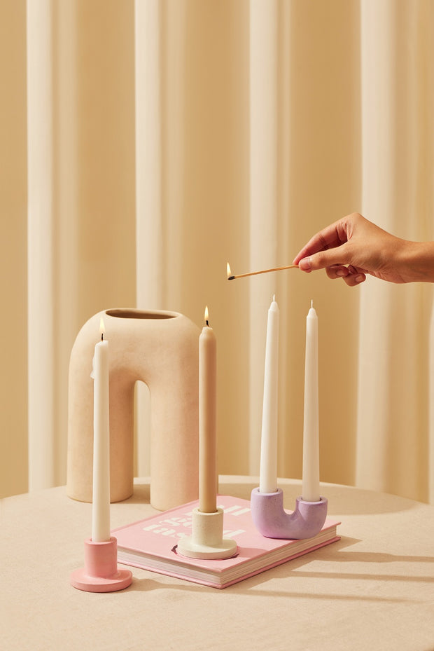 Nordic Style U Shaped Concrete Candle holder-  Purple