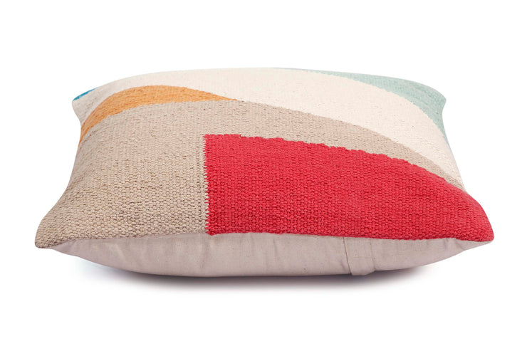 Leh Handcrafted Throw Pillow, Pink & Blue - 18x18 inch