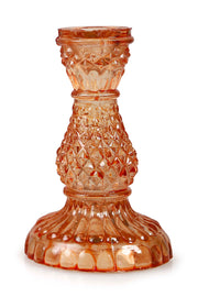 Vintage Glass Candle Stick Holder Set of 2 - Irish Orange
