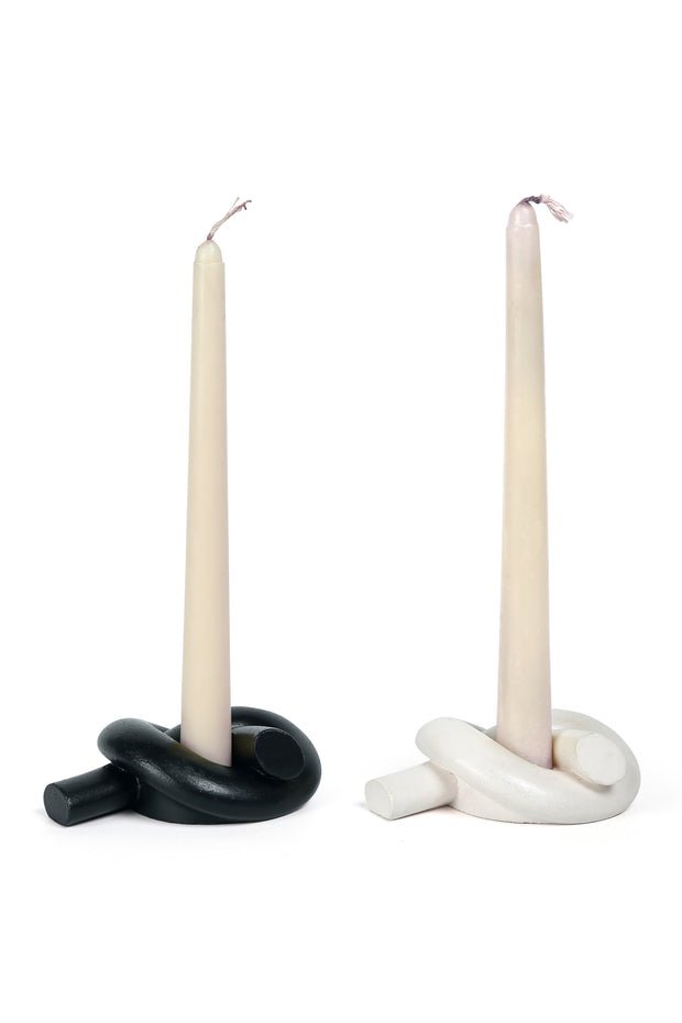 Aesthetic Style Knot Concrete Candle Holder -Black , 1x3.2x4.5 Inch