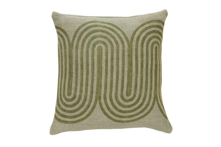 casaamarosa CUSHIONS Block Printed Waves Throw Pillow, Winter Sage - 18x18 inch CC-P-11 With Filler