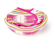 Cassamarosa TORTILLA BASKETS & WARMERS Pink star Tortilla/Bread Basket With Cane Basket - 9 Inch RB-W-029 9  x 9 x 2.9 / Acrylic/Cotton/Viscose